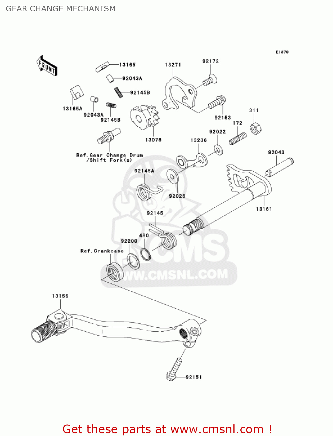 GEAR CHANGE MECHANISM KX250T6F KX250F 2006 USA CANADA
