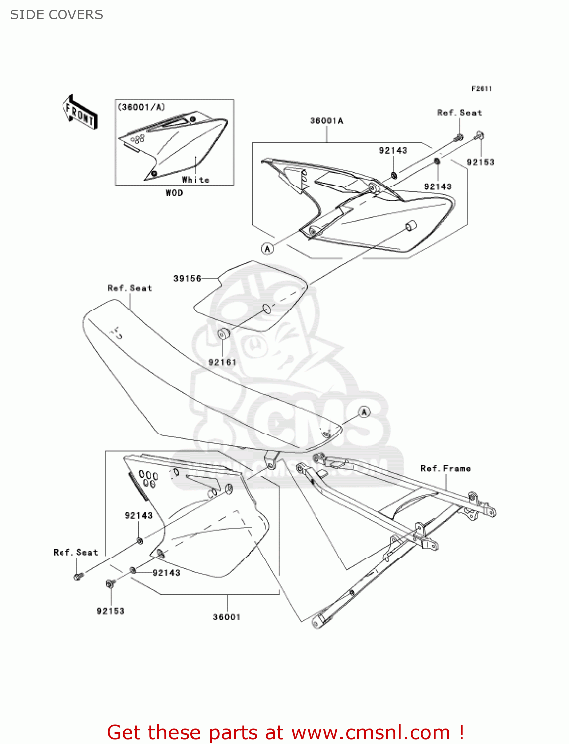 SIDE COVERS KX250T7F KX250F 2007 USA CANADA