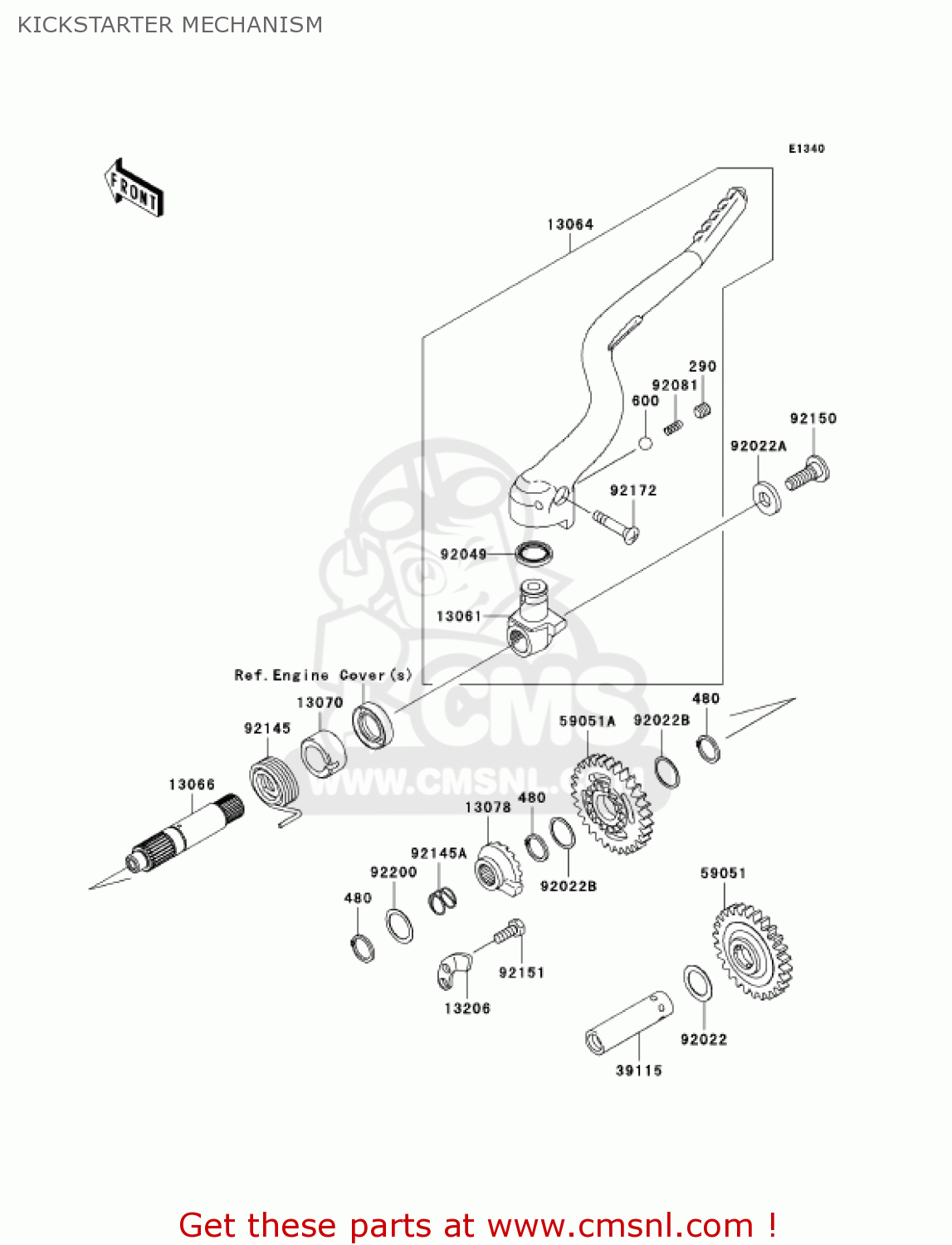 KICKSTARTER MECHANISM KX250T7F KX250F 2007 USA CANADA