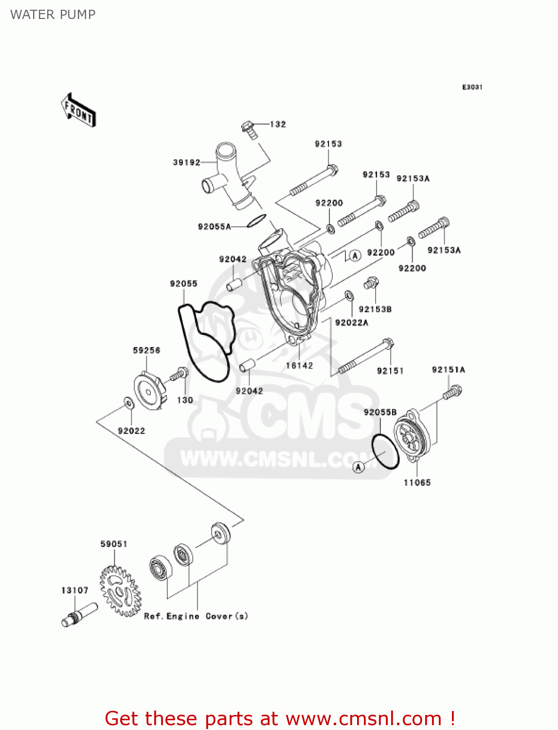 WATER PUMP KX250T7F KX250F 2007 USA CANADA