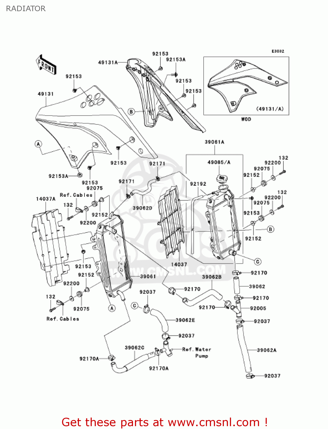 RADIATOR KX250T7F KX250F 2007 USA CANADA