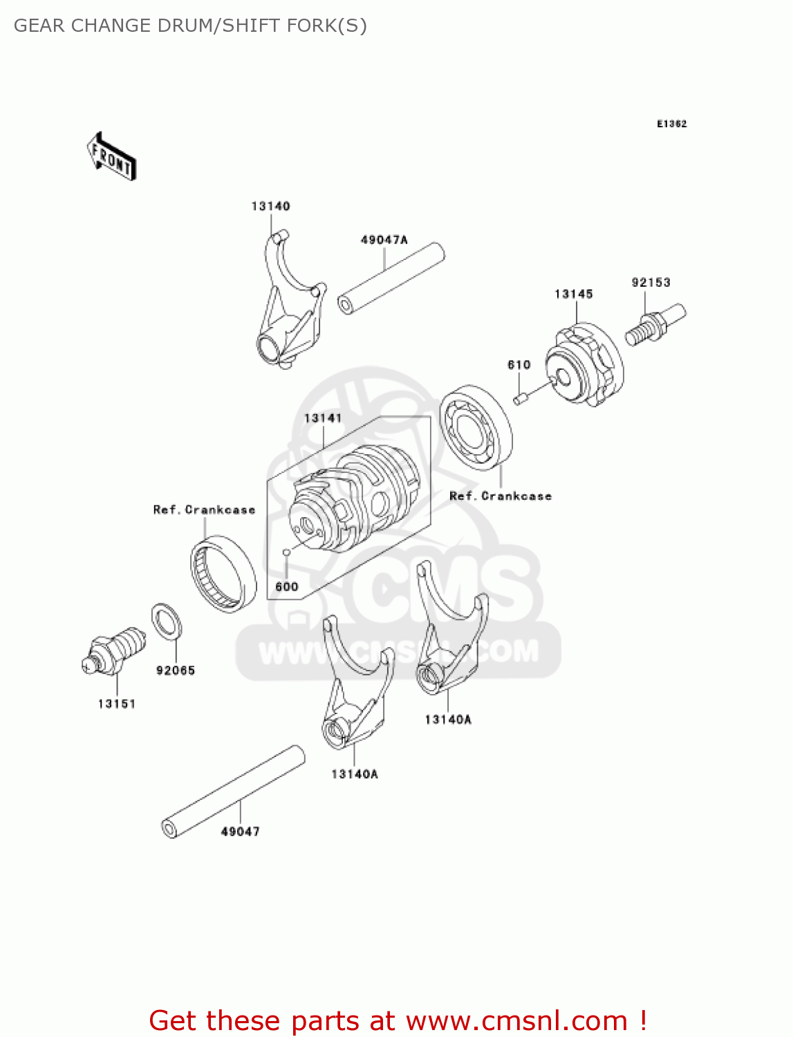 GEAR CHANGE DRUM/SHIFT FORK(S) KX250T7F KX250F 2007 USA CANADA