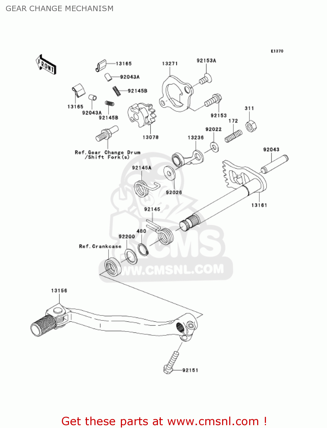 GEAR CHANGE MECHANISM KX250T7F KX250F 2007 USA CANADA