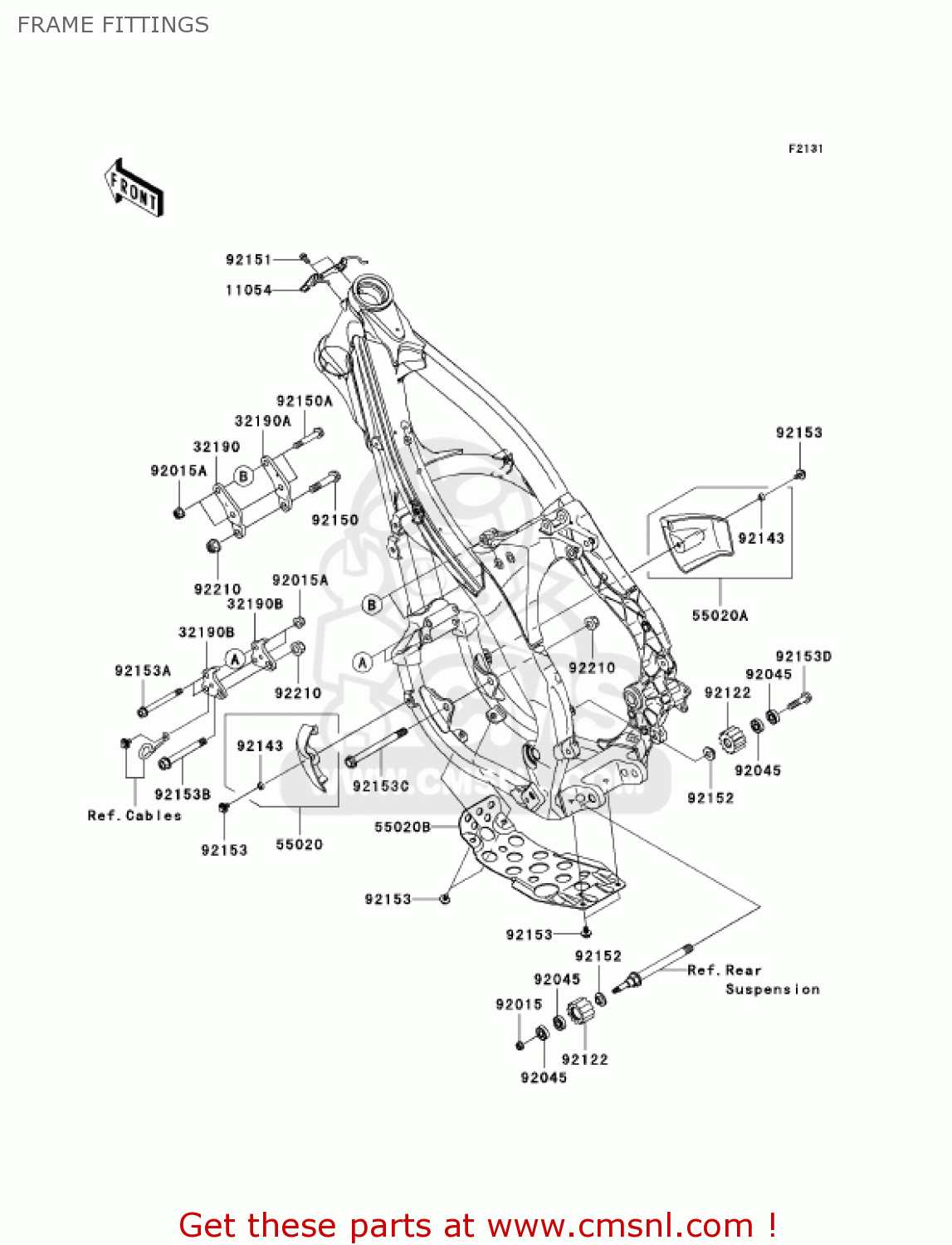 FRAME FITTINGS KX250T7F KX250F 2007 USA CANADA