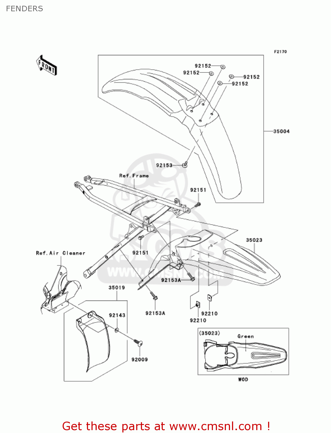 FENDERS KX250T7F KX250F 2007 USA CANADA