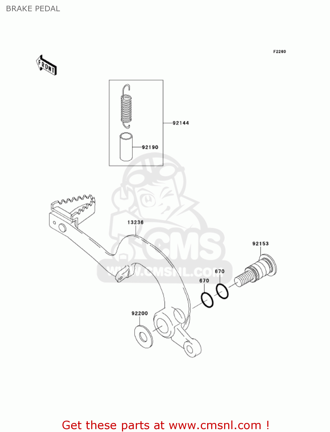 BRAKE PEDAL KX250T7F KX250F 2007 USA CANADA
