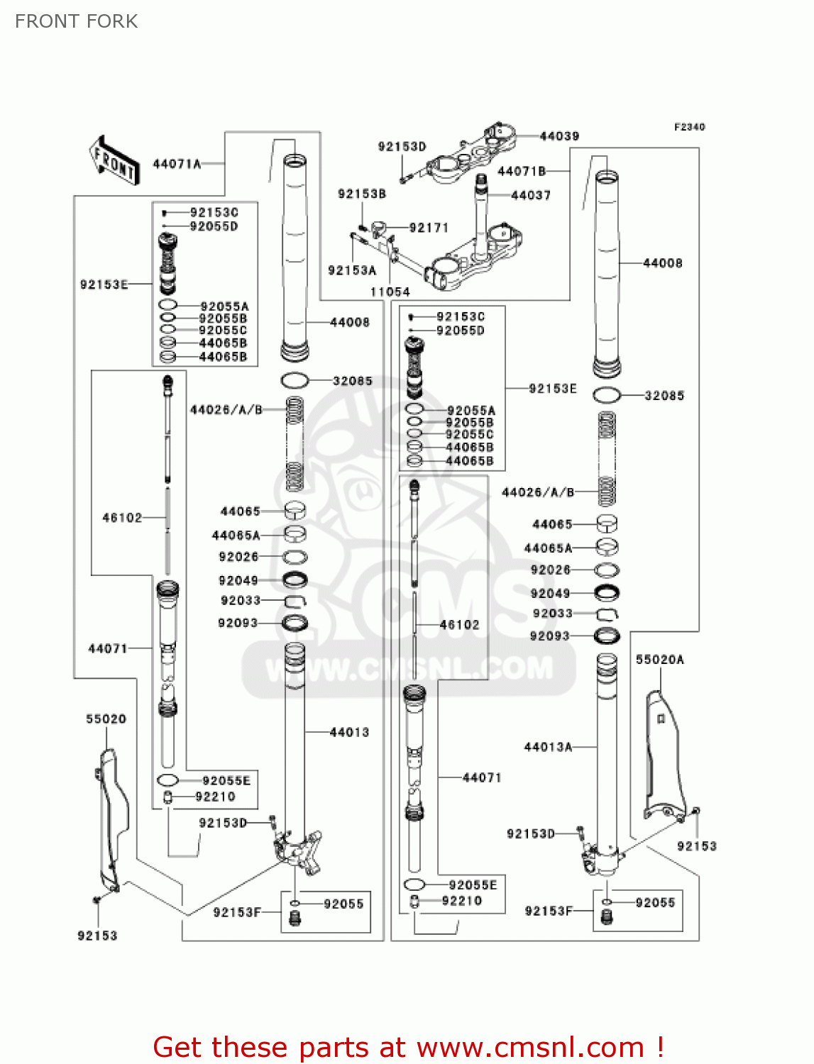 FRONT FORK KX250T7F KX250F 2007 USA CANADA