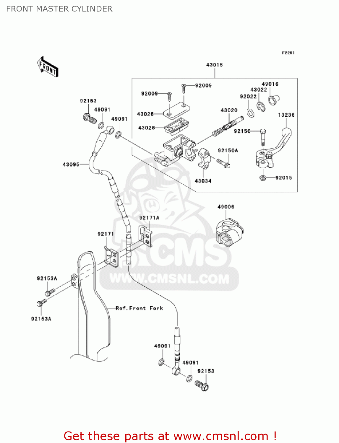 FRONT MASTER CYLINDER KX250T7F KX250F 2007 USA CANADA
