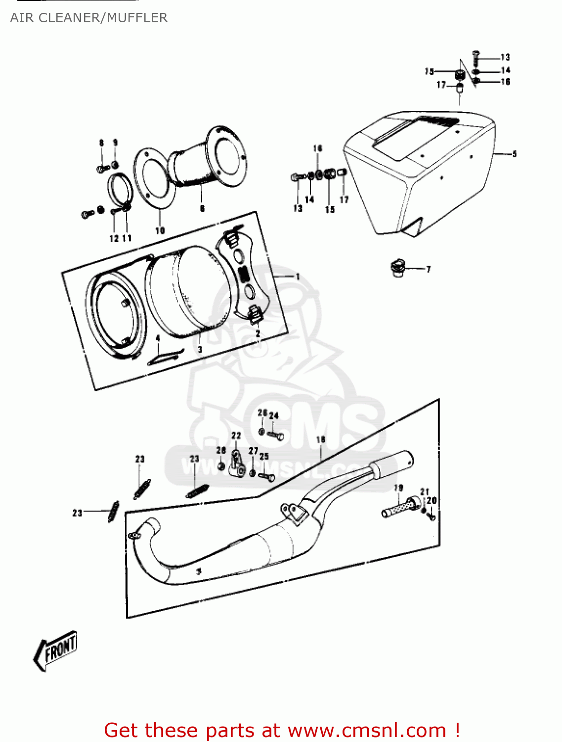 AIR CLEANER/MUFFLER KX400 1975 USA