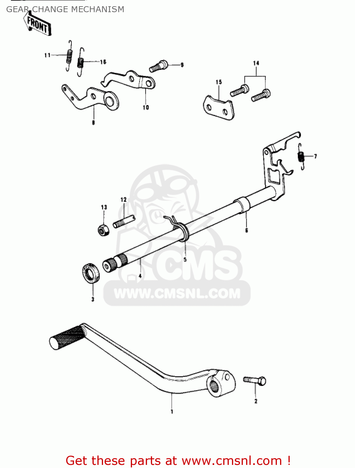 GEAR CHANGE MECHANISM KX400 1975 USA