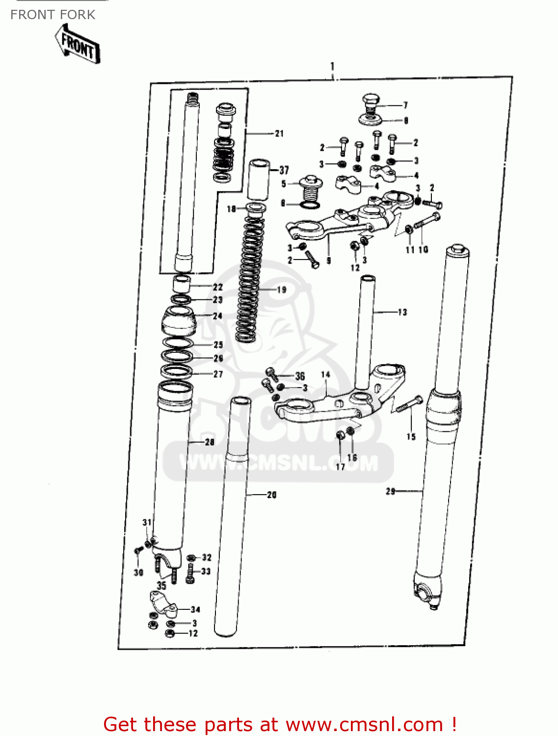 FRONT FORK KX400 1975 USA