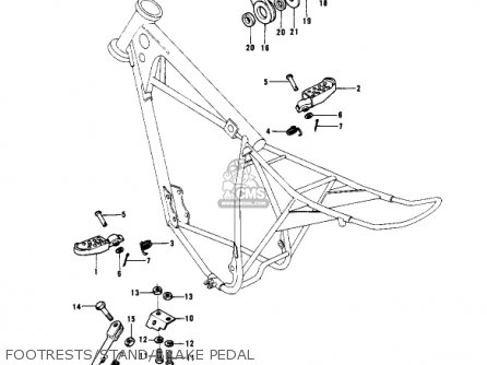FOOTRESTS/STAND/BRAKE PEDAL - KX400 1975 USA