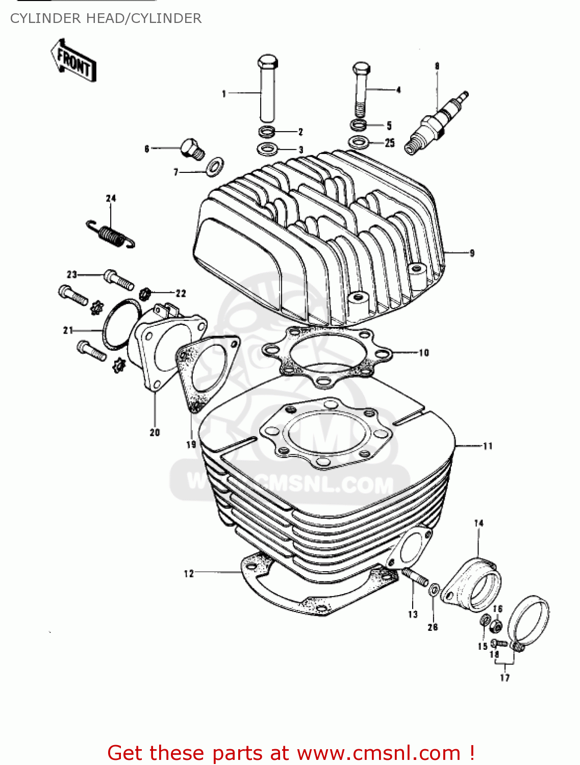 CYLINDER HEAD/CYLINDER KX400-A2 1976 USA