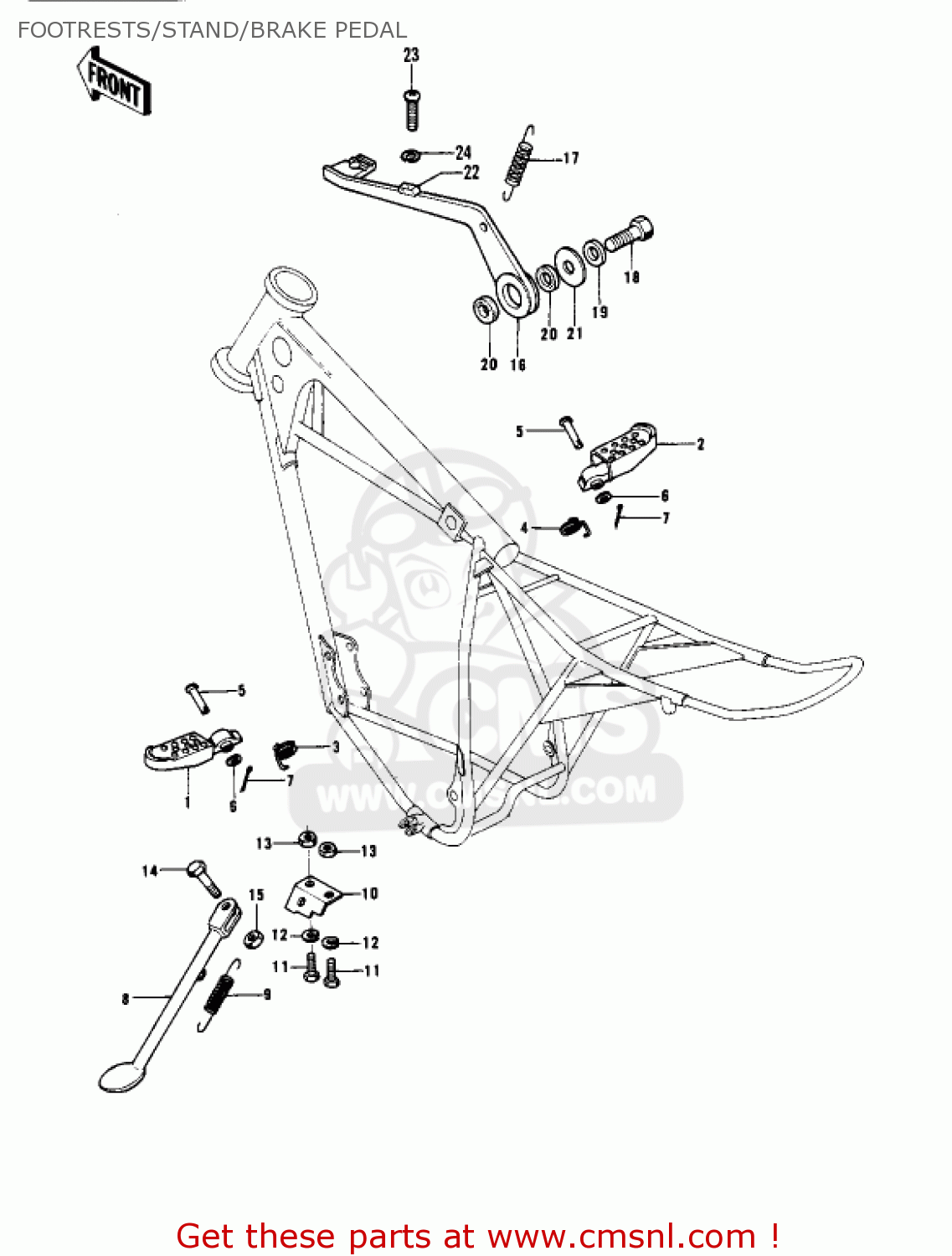 FOOTRESTS/STAND/BRAKE PEDAL KX400-A2 1976 USA