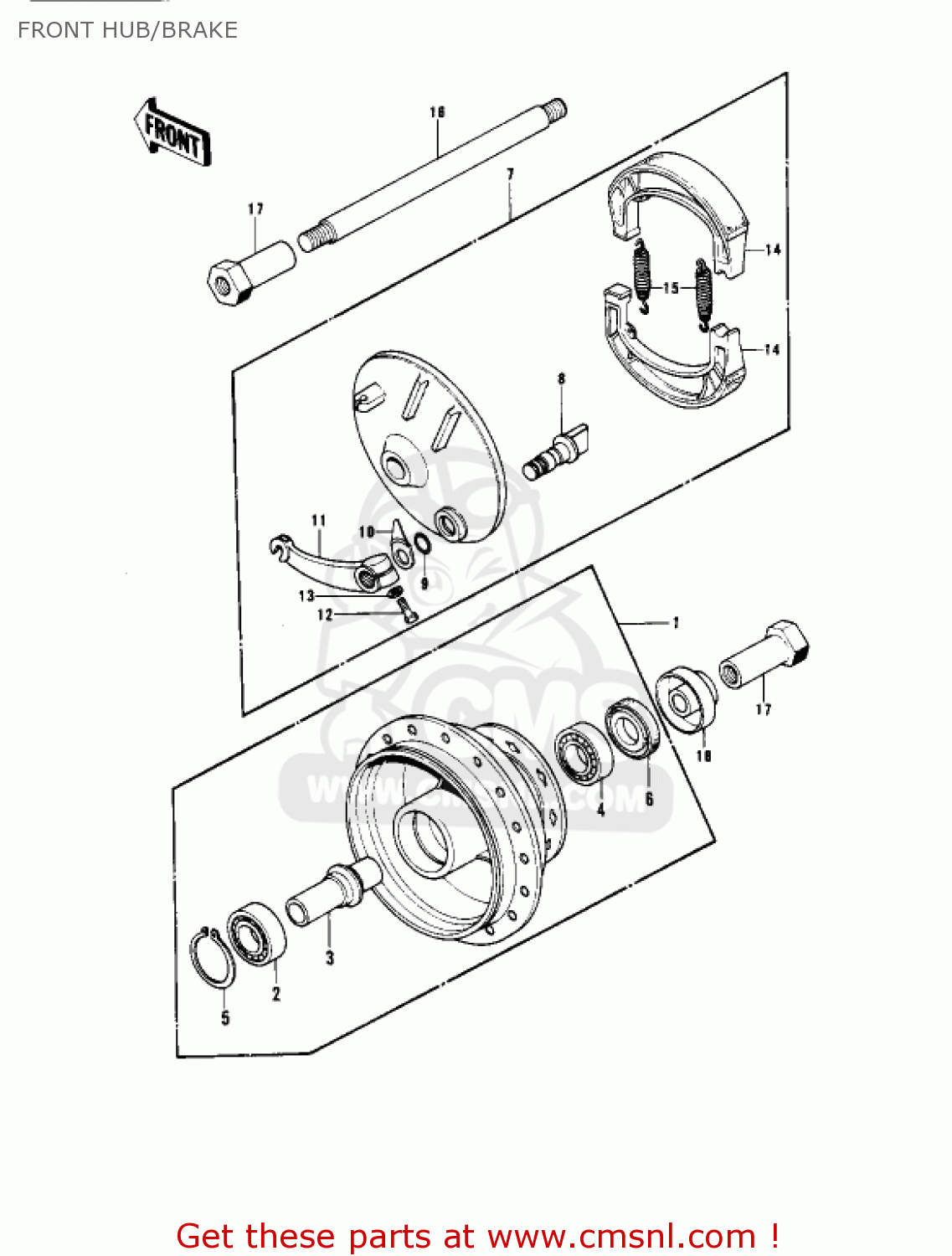 FRONT HUB/BRAKE KX400-A2 1976 USA