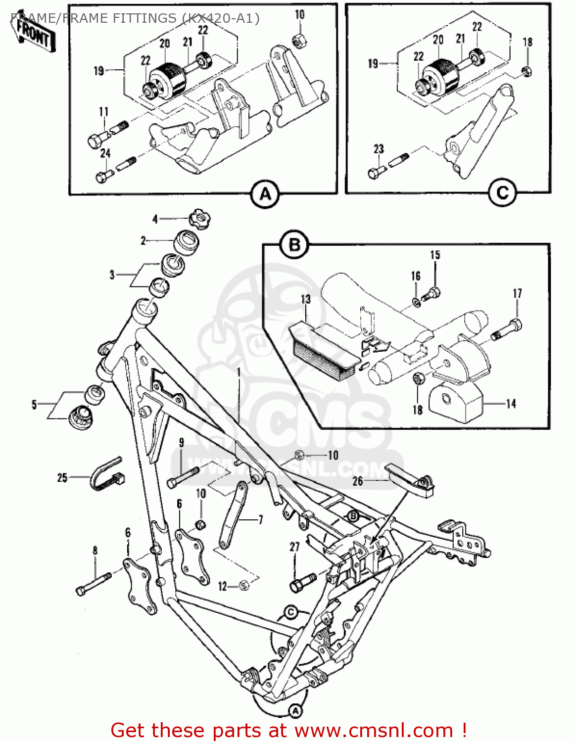 FRAME/FRAME FITTINGS (KX420-A1) KX420-A1 KX420 1980 UNITED KINGDOM USA CANADA EXPORT