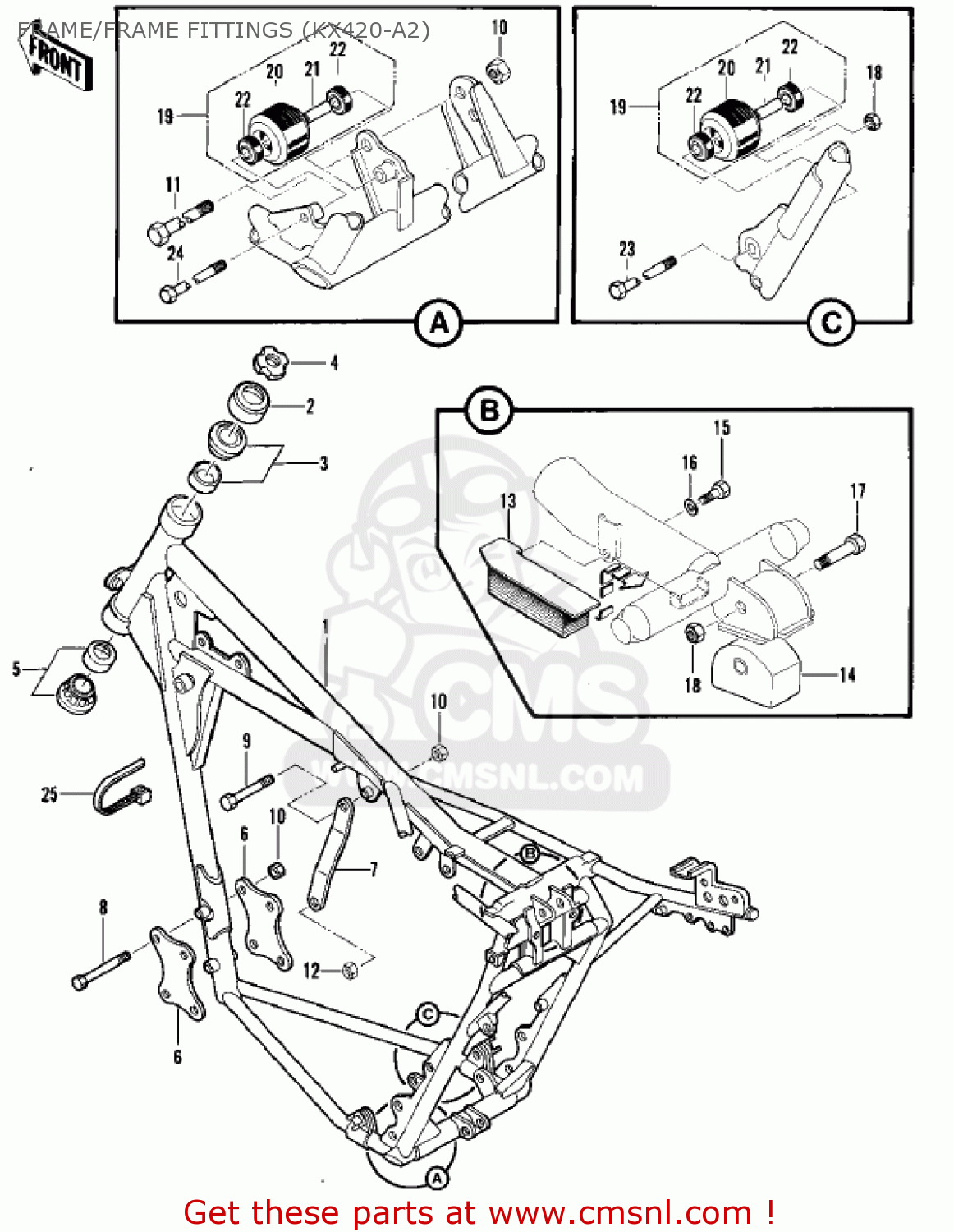 FRAME/FRAME FITTINGS (KX420-A2) KX420-A1 KX420 1980 UNITED KINGDOM USA CANADA EXPORT