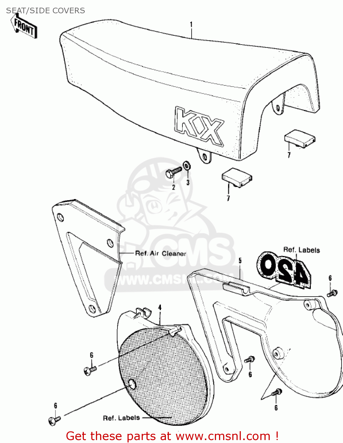 SEAT/SIDE COVERS KX420-A1 KX420 1980 UNITED KINGDOM USA CANADA EXPORT