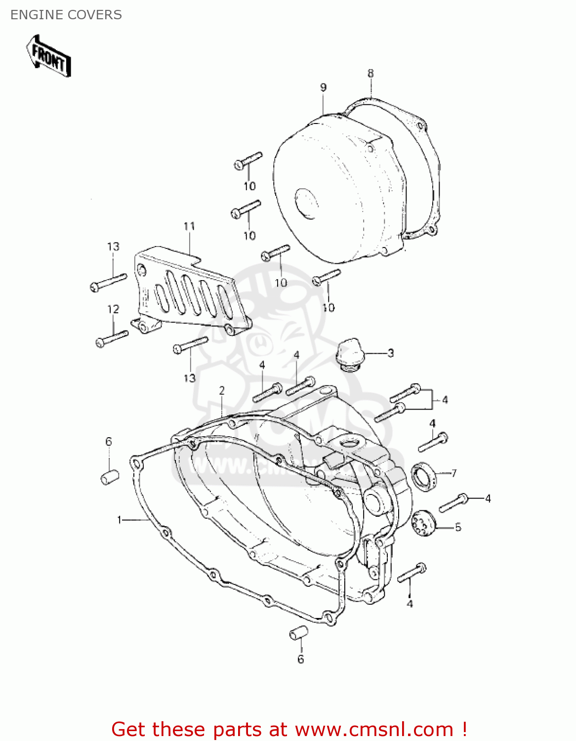 ENGINE COVERS KX420-A1 KX420 1980 UNITED KINGDOM USA CANADA EXPORT