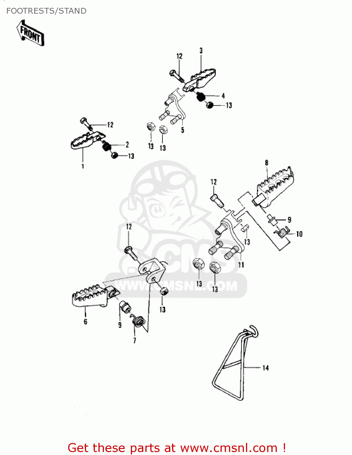 FOOTRESTS/STAND KX420-A1 KX420 1980 UNITED KINGDOM USA CANADA EXPORT