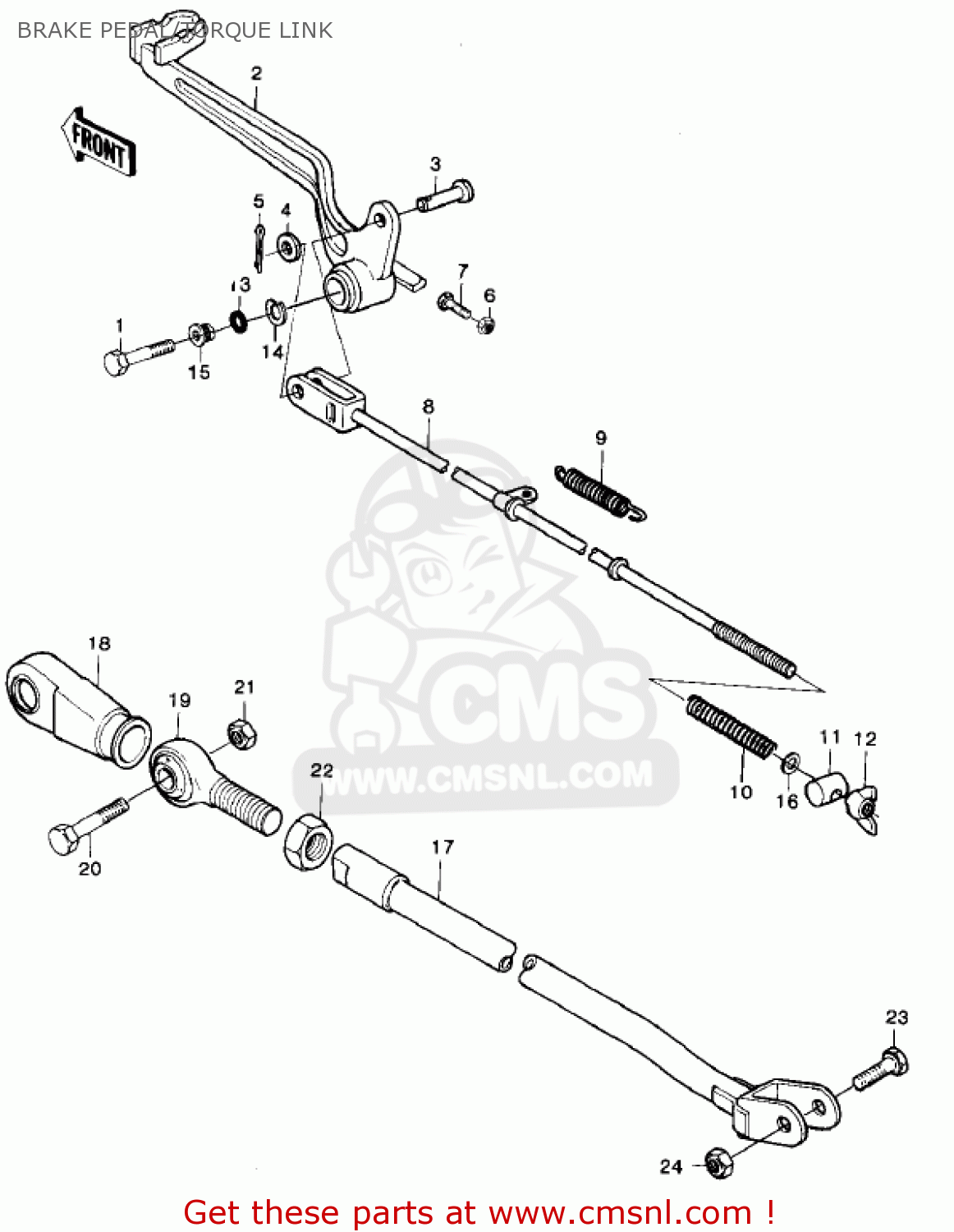 BRAKE PEDAL/TORQUE LINK KX420-A1 KX420 1980 UNITED KINGDOM USA CANADA EXPORT