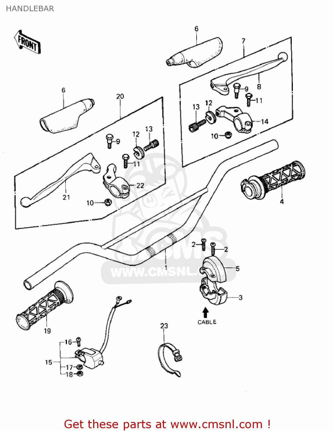 HANDLEBAR KX420-A1 KX420 1980 UNITED KINGDOM USA CANADA EXPORT