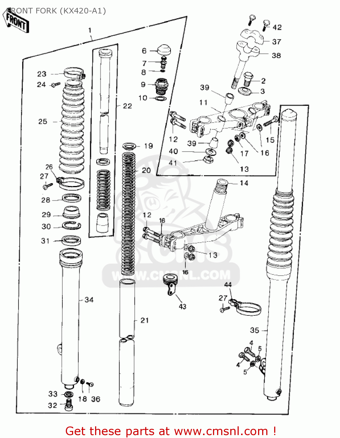 FRONT FORK (KX420-A1) KX420-A1 KX420 1980 UNITED KINGDOM USA CANADA EXPORT