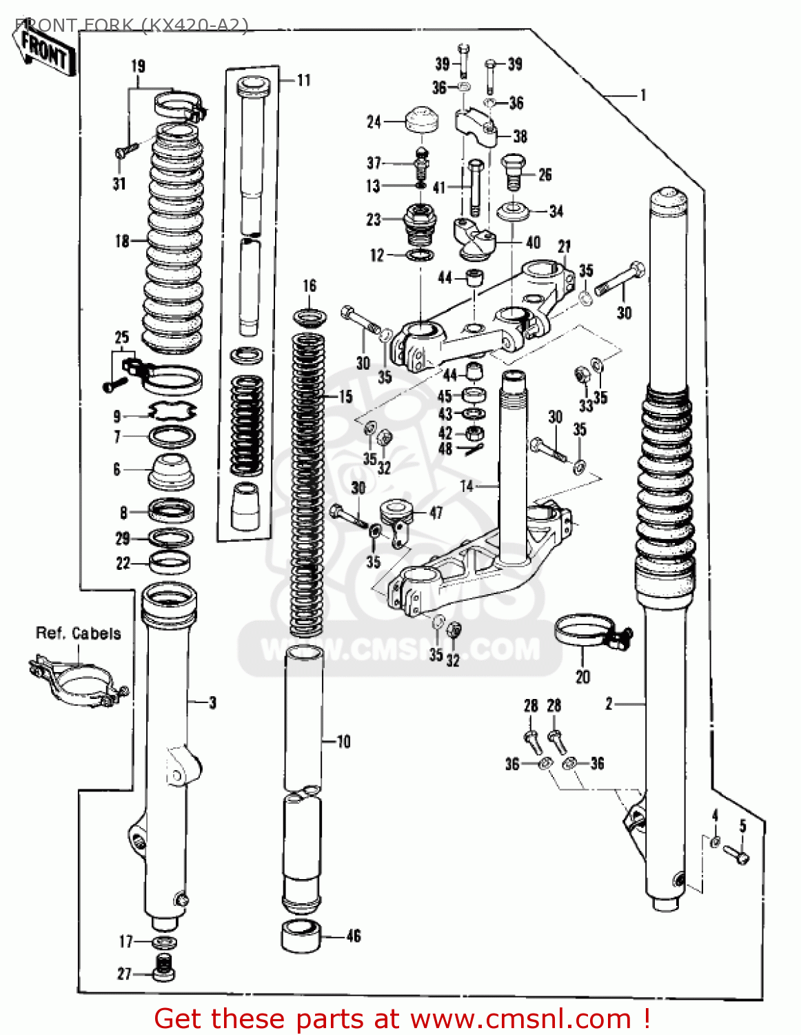 FRONT FORK (KX420-A2) KX420-A1 KX420 1980 UNITED KINGDOM USA CANADA EXPORT