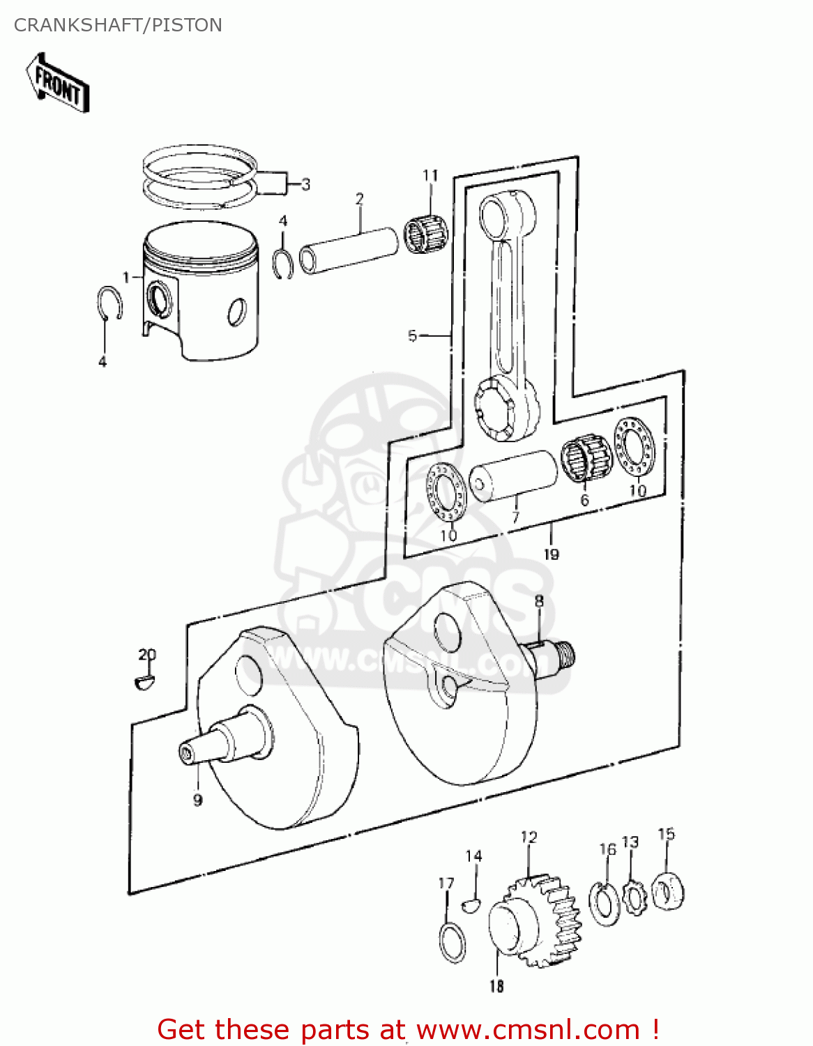 CRANKSHAFT/PISTON KX420-A1 KX420 1980 UNITED KINGDOM USA CANADA EXPORT
