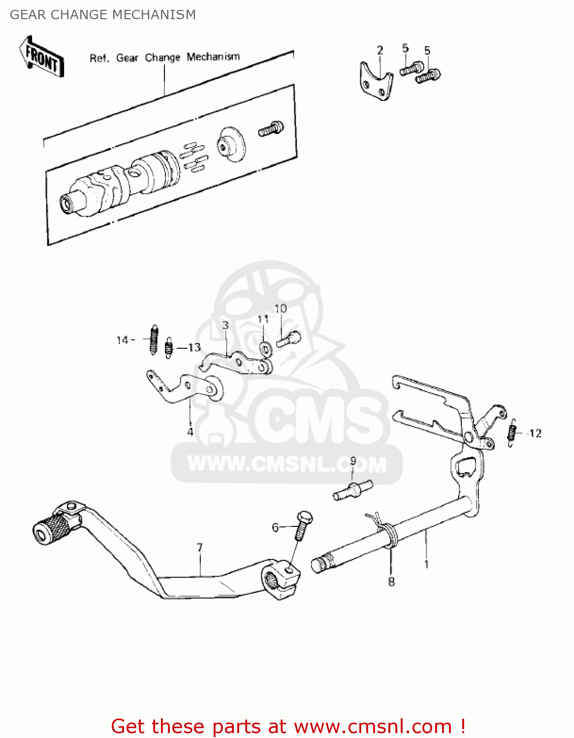GEAR CHANGE MECHANISM KX420-A1 KX420 1980 UNITED KINGDOM USA CANADA EXPORT