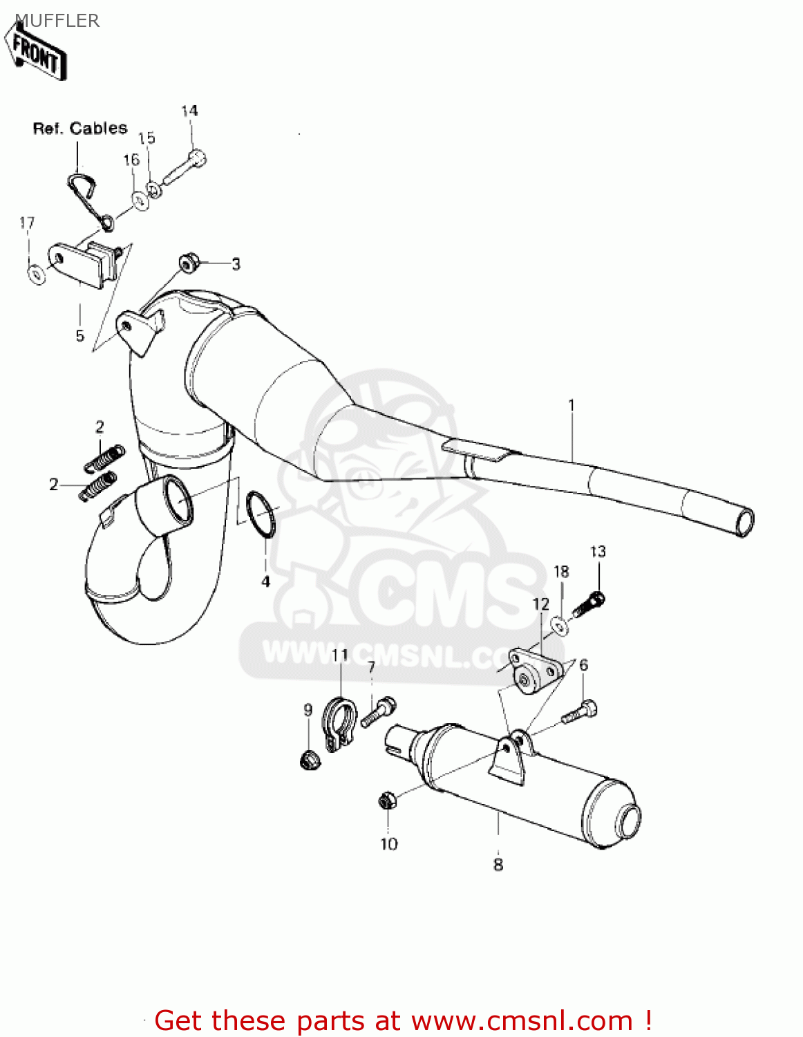 MUFFLER KX420-A1 KX420 1980 UNITED KINGDOM USA CANADA EXPORT