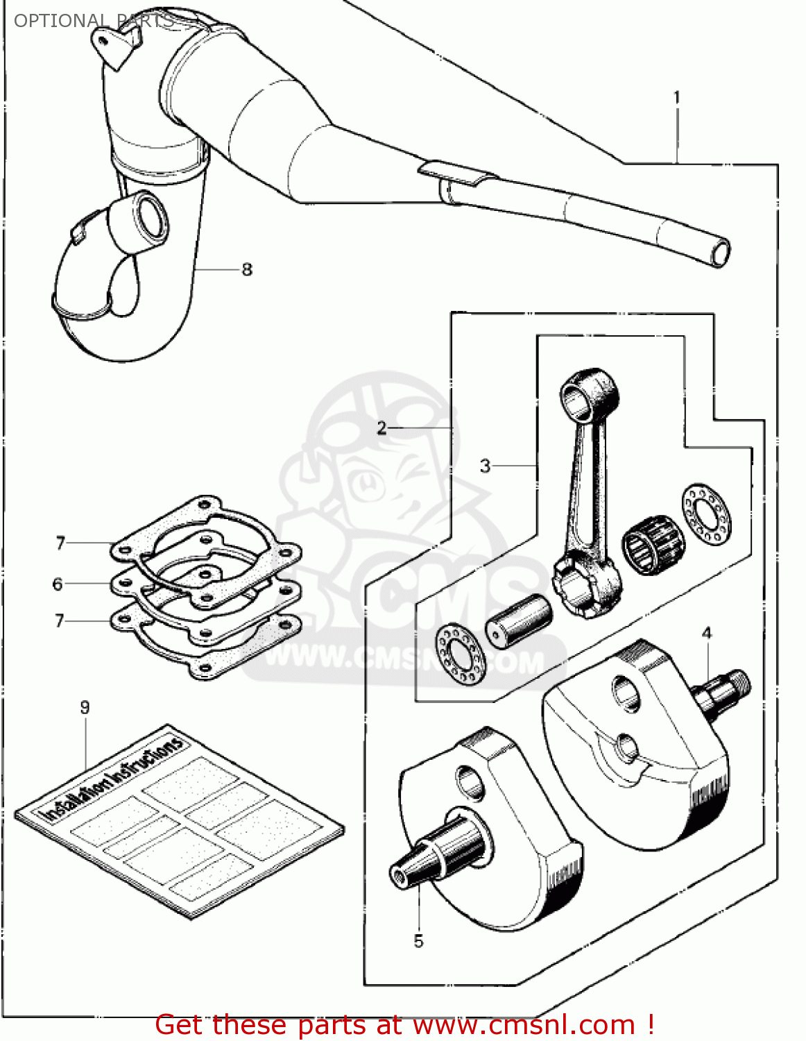 OPTIONAL PARTS KX420-A2 KX420 1981 UNITED KINGDOM USA CANADA EXPORT