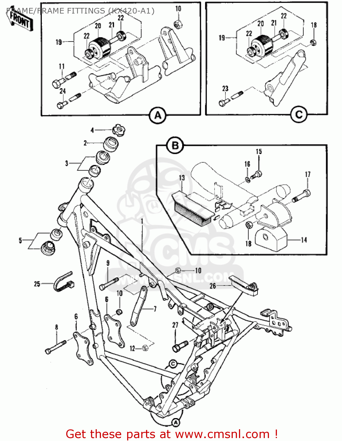 FRAME/FRAME FITTINGS (KX420-A1) KX420-A2 KX420 1981 UNITED KINGDOM USA CANADA EXPORT