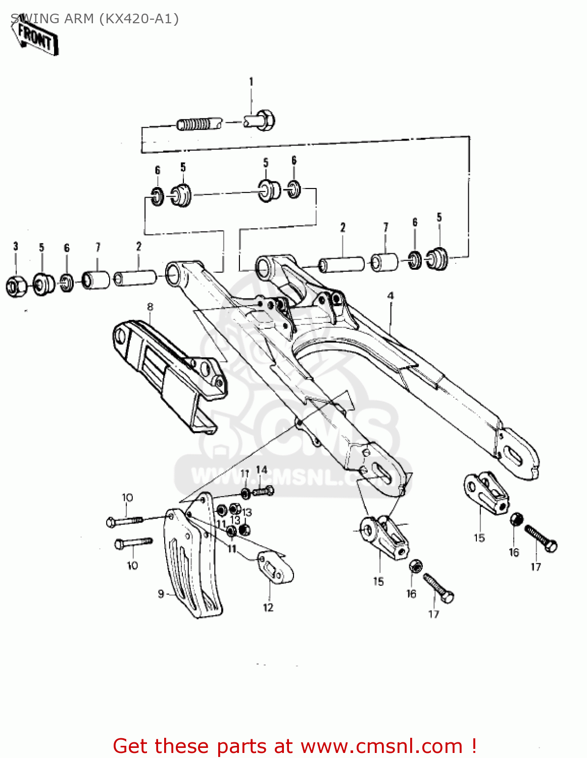 SWING ARM (KX420-A1) KX420-A2 KX420 1981 UNITED KINGDOM USA CANADA EXPORT