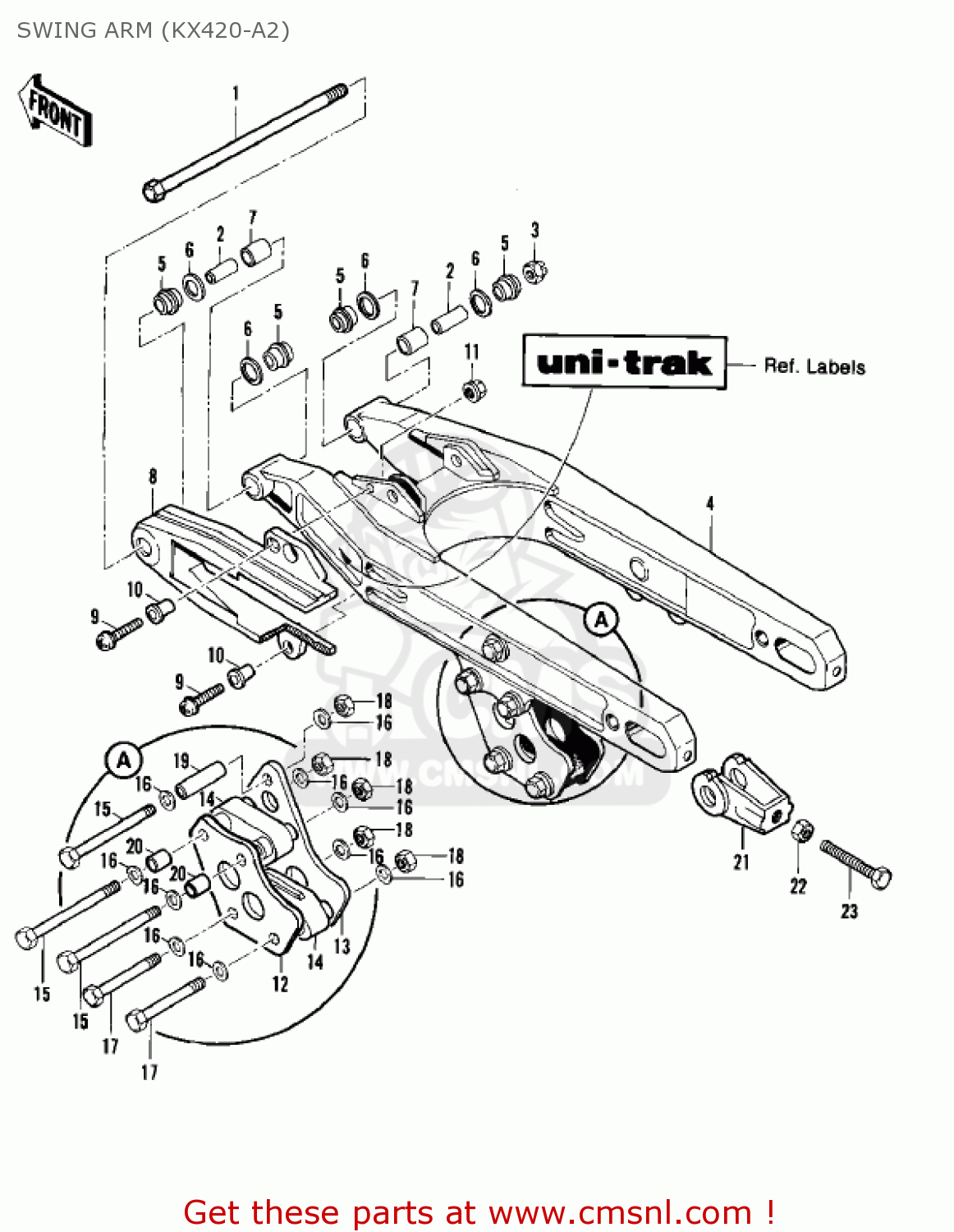 SWING ARM (KX420-A2) KX420-A2 KX420 1981 UNITED KINGDOM USA CANADA EXPORT