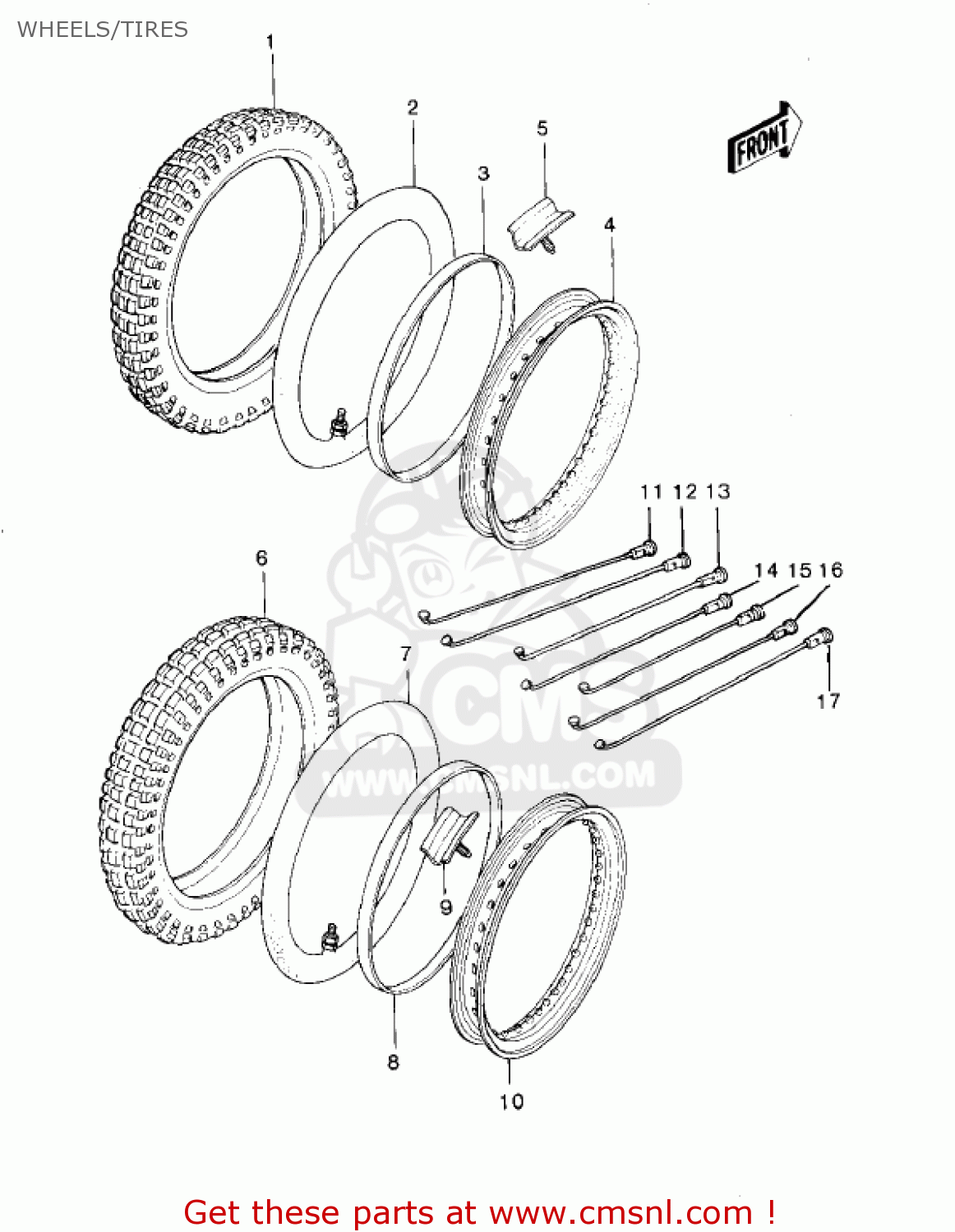 WHEELS/TIRES KX420-A2 KX420 1981 UNITED KINGDOM USA CANADA EXPORT