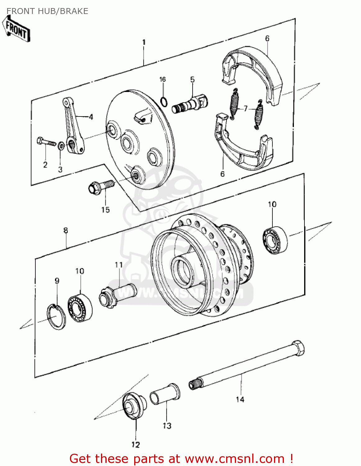 FRONT HUB/BRAKE KX420-A2 KX420 1981 UNITED KINGDOM USA CANADA EXPORT