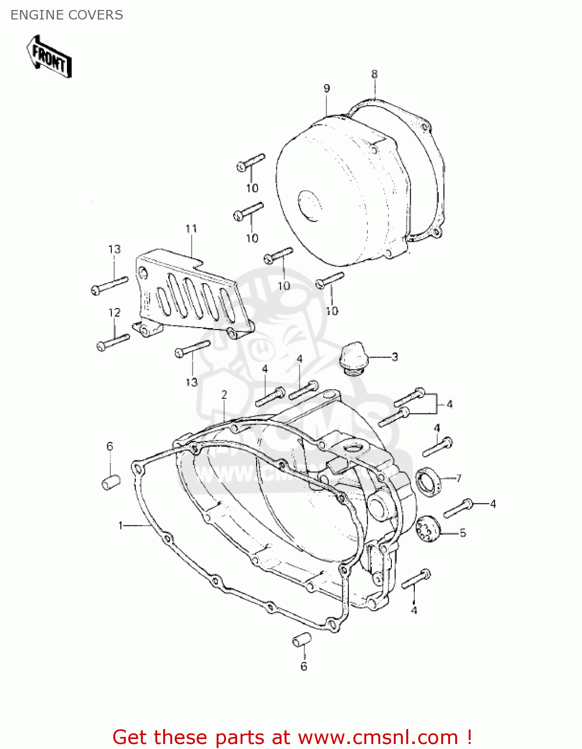 ENGINE COVERS KX420-A2 KX420 1981 UNITED KINGDOM USA CANADA EXPORT