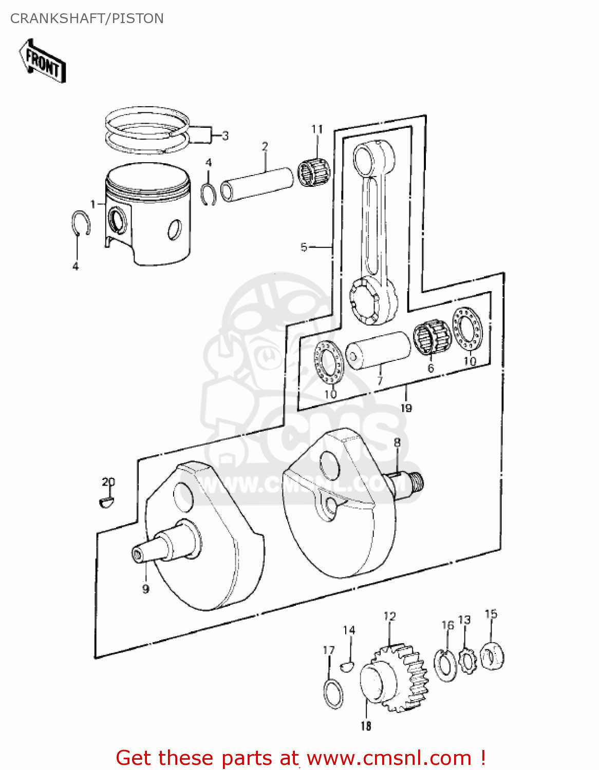 CRANKSHAFT/PISTON KX420-A2 KX420 1981 UNITED KINGDOM USA CANADA EXPORT