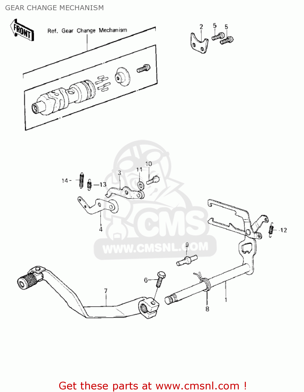 GEAR CHANGE MECHANISM KX420-A2 KX420 1981 UNITED KINGDOM USA CANADA EXPORT