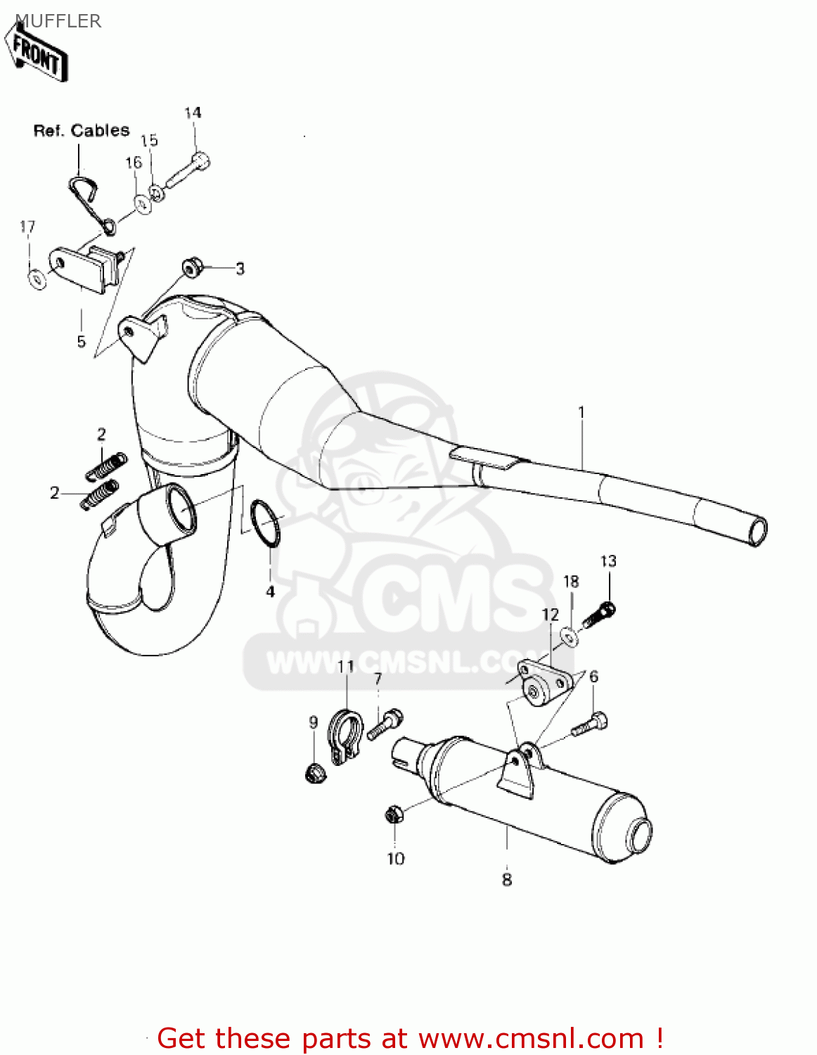 MUFFLER KX420-A2 KX420 1981 UNITED KINGDOM USA CANADA EXPORT