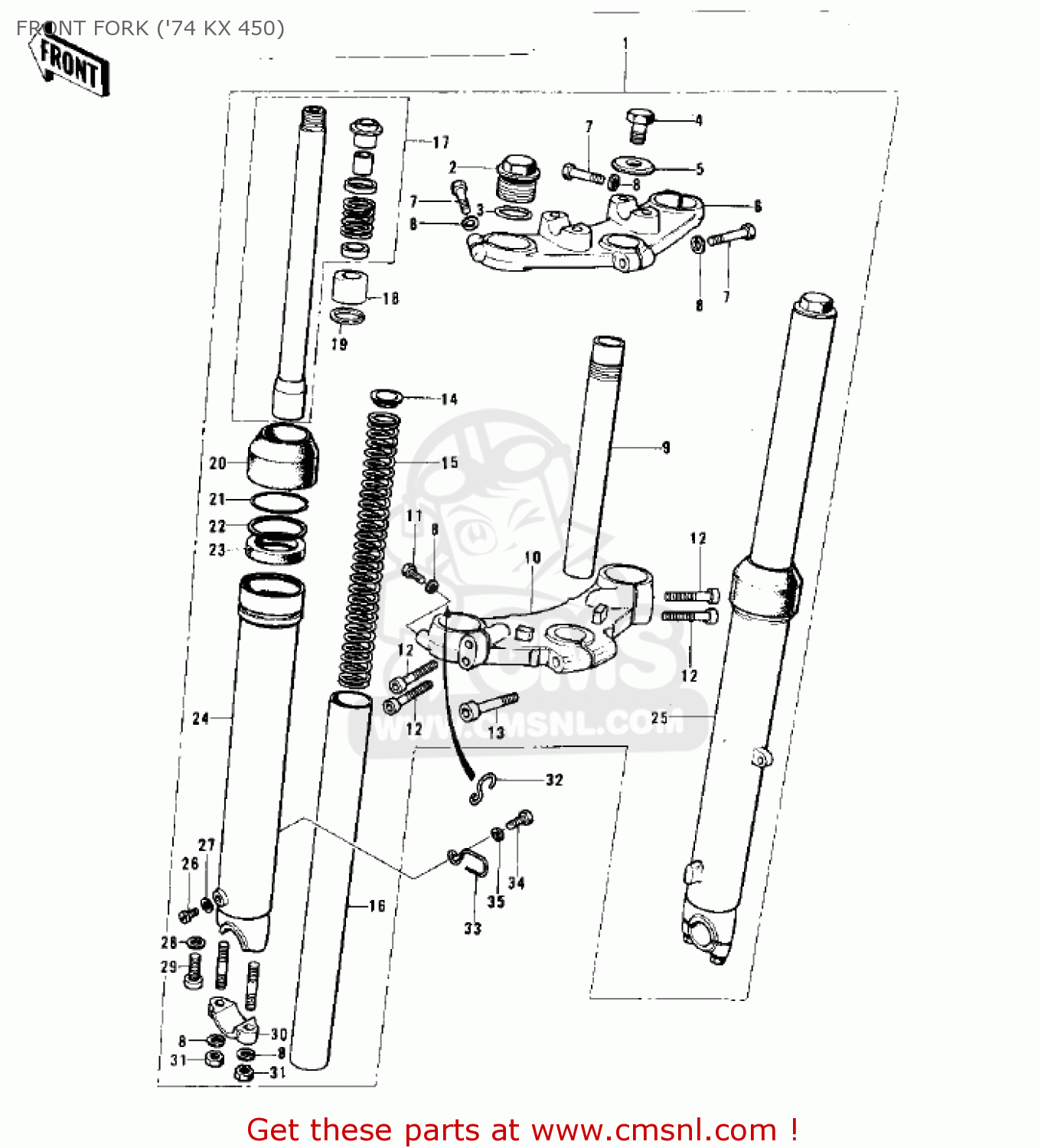 Kawasaki KX450 1974 FRONT FORK ('74 KX 450) buy original FRONT FORK