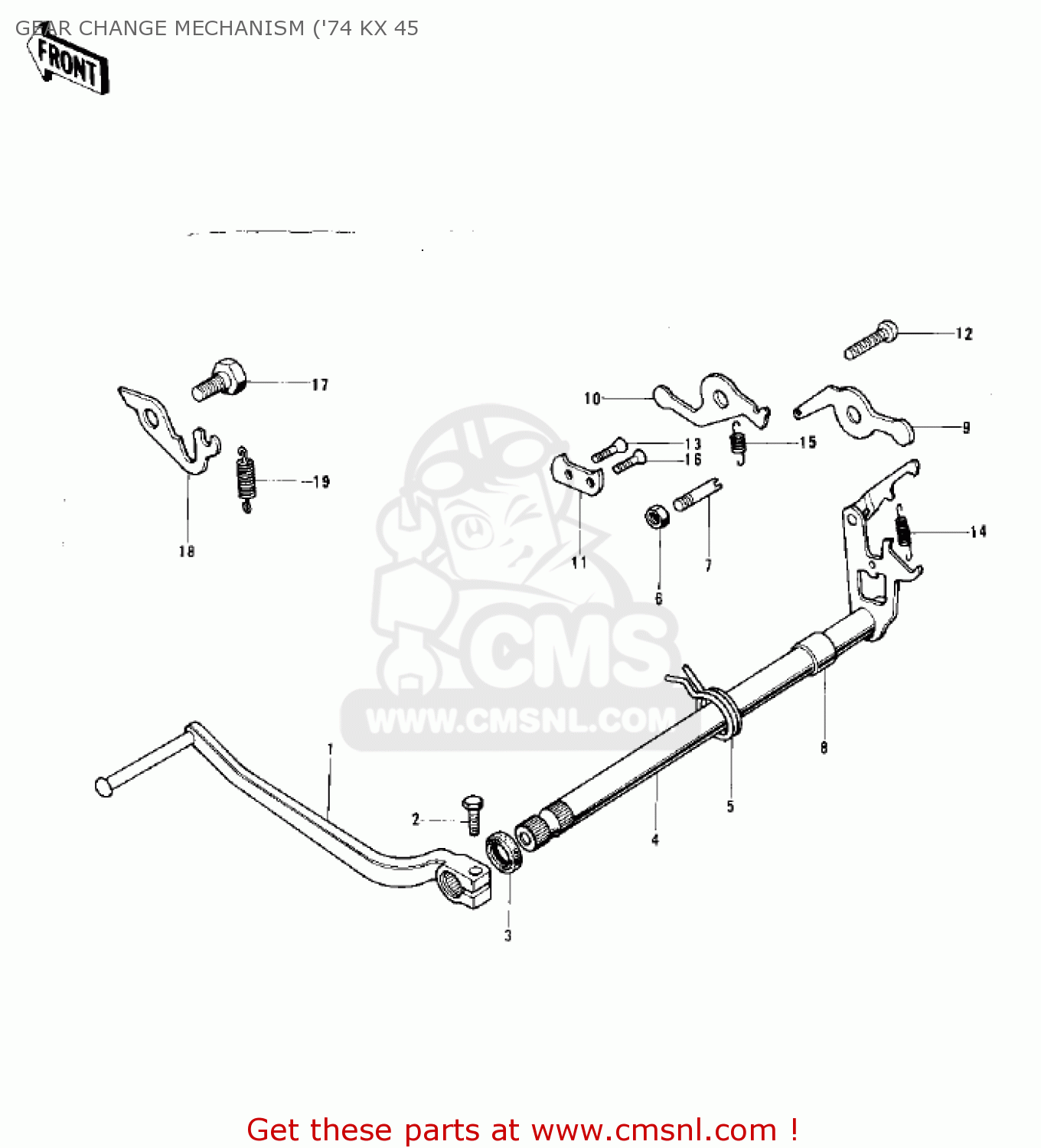GEAR CHANGE MECHANISM ('74 KX 45 KX450 1974