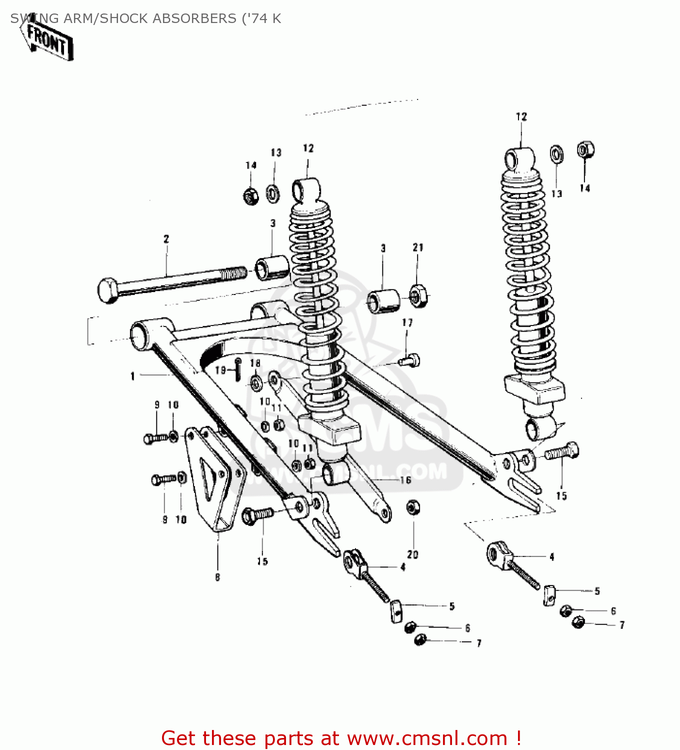 SWING ARM/SHOCK ABSORBERS ('74 K KX450 1974