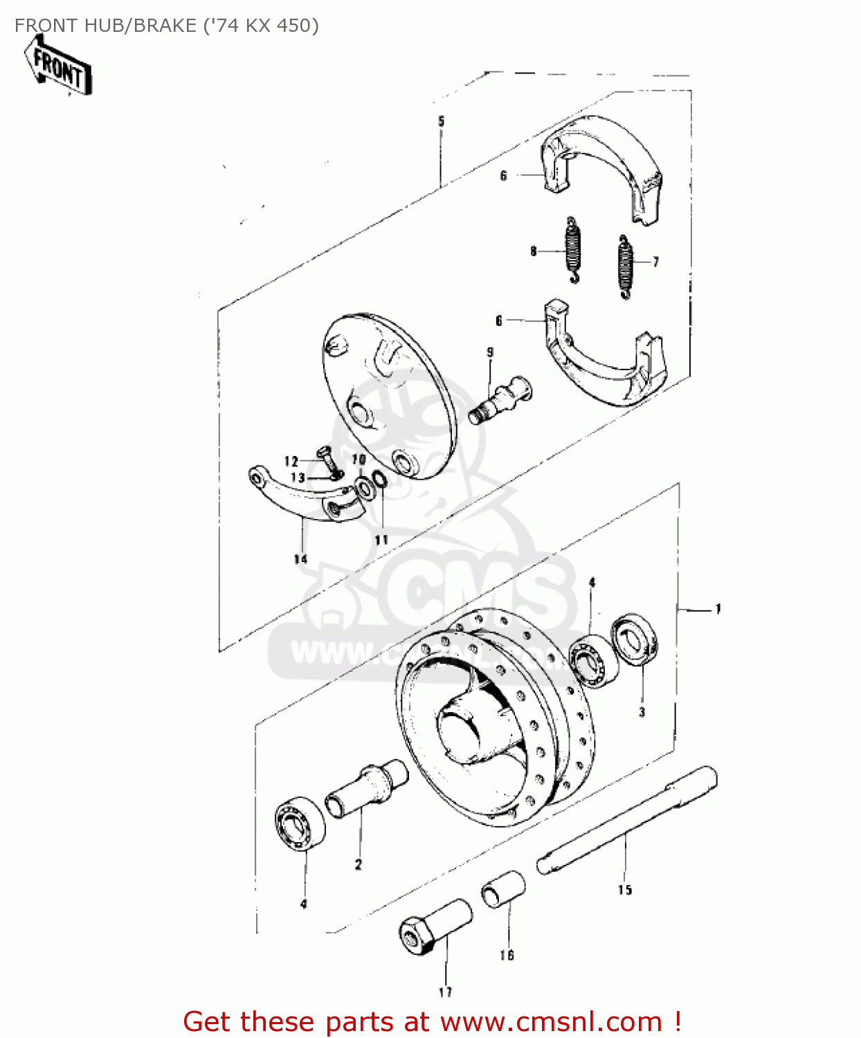 FRONT HUB/BRAKE ('74 KX 450) KX450 1974