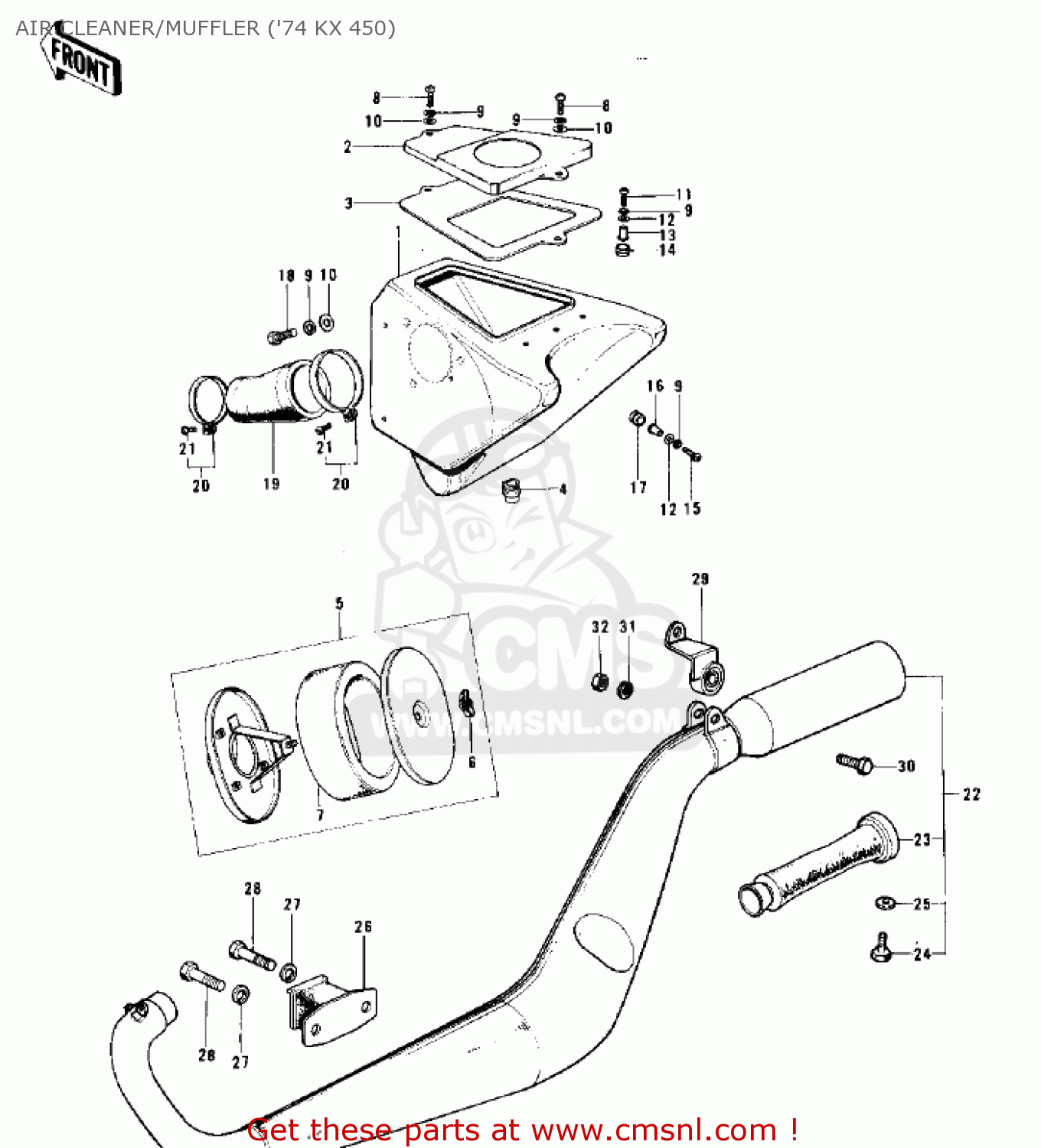AIR CLEANER/MUFFLER ('74 KX 450) KX450 1974