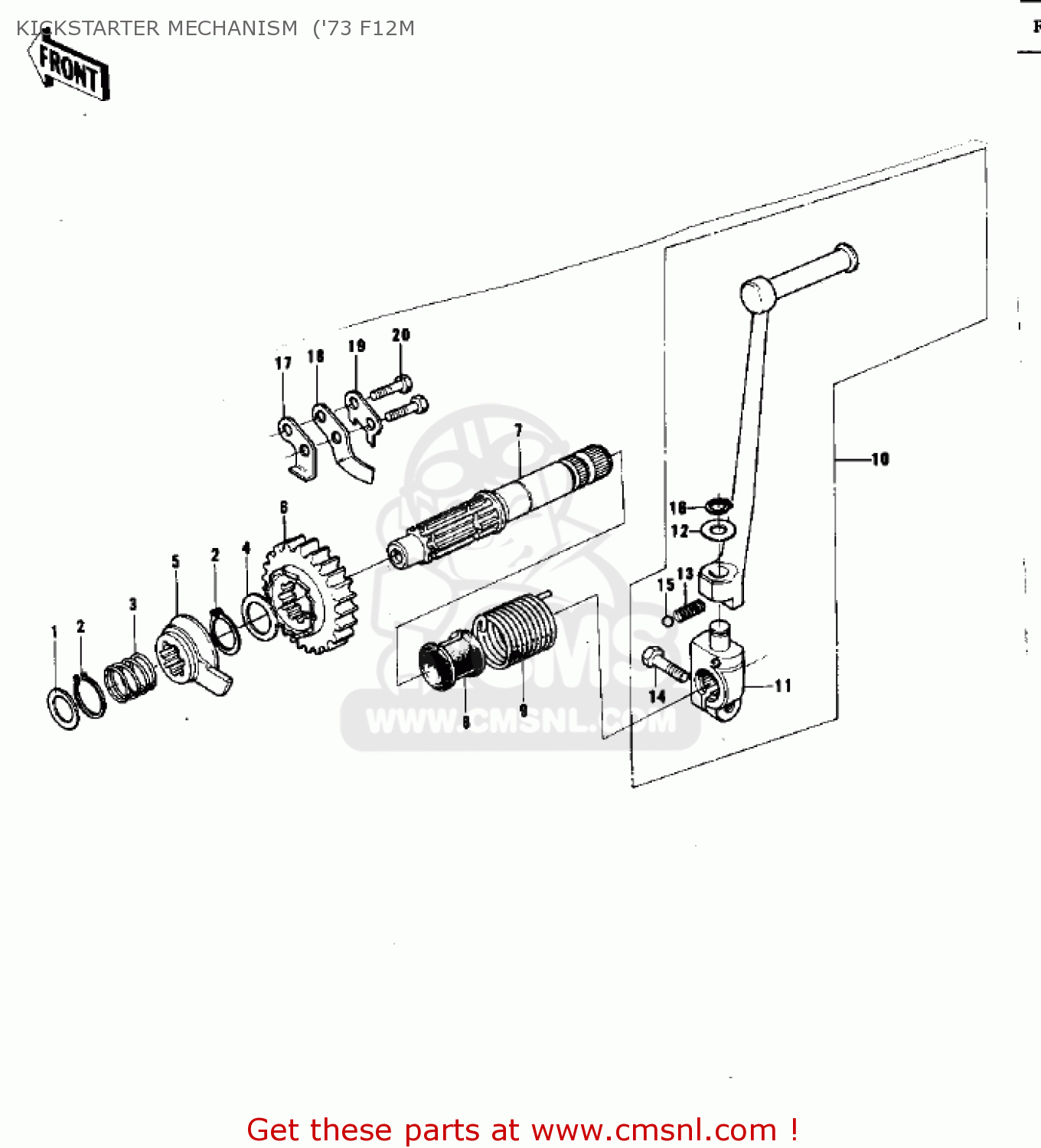 KICKSTARTER MECHANISM  ('73 F12M KX450 1974