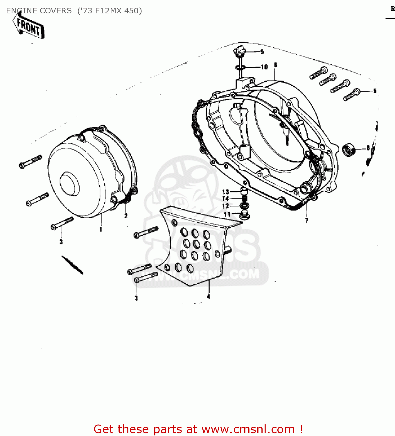 ENGINE COVERS  ('73 F12MX 450) KX450 1974