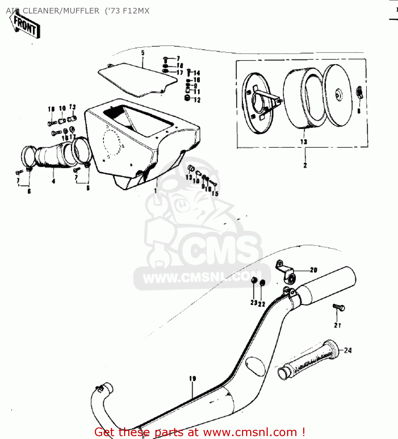 AIR CLEANER/MUFFLER  ('73 F12MX KX450 1974