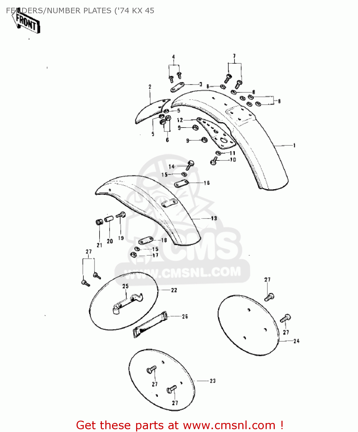 FENDERS/NUMBER PLATES ('74 KX 45 KX450 1974